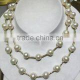 11-12mm White Freshwater Pearl Jewelry Necklace With 14K White Gold thumbnail-1