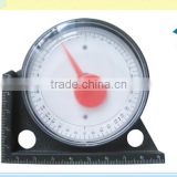 Steel base with degress scale,transparent plastic cover,degree dial, goniometer