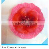 Hot Pink Silk Flower With Beads and Pearl