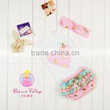 2016 China Product and Wholesale and Factory Price Baby Pompom Body Suit With Headband and Top and Bloomer 3 Piece for Kids thumbnail-6
