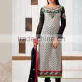 Cotton Jacquard ReadyMade Suits With Designer White Top Plain Black Bottom+ Black Designer Dupatta thumbnail-1