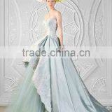 Light Blue Lace Sleeve Chiffon Cheap Ball Gowns thumbnail-1