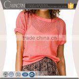 Custom Sexy Style o Neck Short Sleeve Mesh Knitted Sweater for Women thumbnail-1