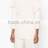 Runwaylover EY2340B 2017 Women Fashion Falbala Pure Color Blouse thumbnail-1