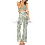 Green Tie Dye Flare Pants Boho Ladies Bell Bottom Trousers Cutting thumbnail-4