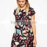 Bonded T-Shirt Shift Dress With Peplum Hem in Wing Print thumbnail-1