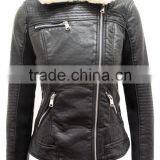 2016 Latest Fashion Black Lady Pu Leather Motorcycle Jackets Golden Zipper and Fur Collar #LPU144355 thumbnail-2