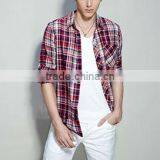 100%Combed Cotton 2015 Elegant Designer Plaids/Checks Leisure High Quality Men Shirt With Long Sleeve thumbnail-1