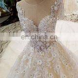 LS00298 Wedding Gown Classic Custom Short Sleeves Flower Pattern Long Train Sexy Zipper Wedding Dresses thumbnail-3