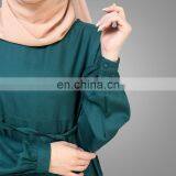 2017 New Islamic Design Long Muslim Kaftan Dress Abaya Teal Flared Maxi Dresses Women Simple Long Abaya thumbnail-3