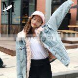 Fashion Wholesale Real Fur Lining Denim Jacket Women Lamb Fur Coat thumbnail-4