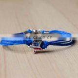 Handmade Jewelry Wholesale Blue Color Rope Silver Star Country Flags Bracelet