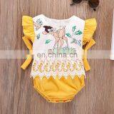 Free Ship Newborn Baby Girls Fairy Lace Yellow Romper Bow Deer Jumpsuit Sunsuit Outfit Cute Summer Clothes thumbnail-6