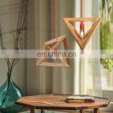 Triangle Wooden Frame Chandelier Lighting Wood Hanging Lamp for Home Decor thumbnail-3