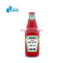 Popular New Gadget 1GB 2GB 4GB Tomato Ketchup PVC Bottle USB Custom Usb Flash Drive