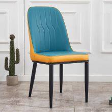 Home Furniture Side Chair With Wood Leg Armless Plastic Dining Chair With PU Leather Cushion thumbnail-5