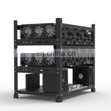 New Open Air Rig Frame 12 GPU Case Graphic Card Holder Computer Rack Support Double ATX Power And 12cm Fan