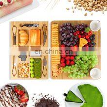 Natural Bamboo Cheese Charcuterie Platter Serving Tray Board Cutlery Set thumbnail-4