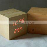 WL0923S Nature Wood Square Shape Touch Switch Digital Alarm Clock thumbnail-4