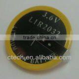 3.6V LIR2032 Lithium Rechargeable Button Cell