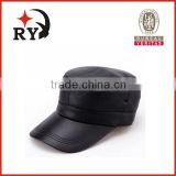 Leather plain flat top hat for men