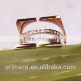 New Personalized Stainless Steel 3 Layers Inlay Crystal Finger Rings for Women thumbnail-6