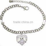 Genuine Austrian Clear Crystal DELTA ZATA SORORITY Charm Chain Link Bracelet thumbnail-5