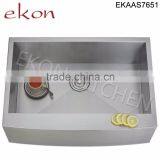 Apron Front Single Bowl 16 Gauge 304 Stainless Steel Handmade Kitchen Sink Farmhouse thumbnail-4
