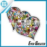 Custom loveheart Self adhesive vinyl stickers cartoon colorful sticker vinyl sticker material