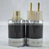 SONARQUEST Carbon Fiber Series EU Gold Plated Power Plug Adapter