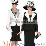 Women Black/White Fancy Church Suits With Matching Church Hat Wholesale                        
                                                Quality Choice