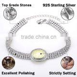 Fashion 925 Sterling Silver Big White AAA Zircon Prong Setting Bracelet thumbnail-2