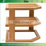 Natural Bamboo 3-Tier Corner Shelf, Wood/Bamboo Bathroom Corner Shelf thumbnail-1