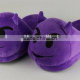 High Quality Purple Devil Plush Animal Cute Emoji Slippers for Wholesale