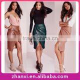 Winter High Quality PU Leather Fashion Sexy Latest Model Skirts Ladies Women