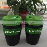 Bulk items of Eco-friendly 12oz Travel plastic coffee mug /keep cup with silicone caps for christmas' gift