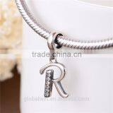 S067R Globalwin 925 Sterling Silver Alphabet Letter R Paved With Crystals European Charms thumbnail-4