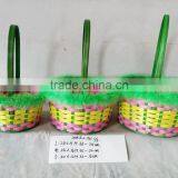 Easter/Spring Bamboo Basket Lined With Colorful Feather thumbnail-1