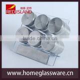 NEW Kitchen Bottle Spice Rack W 6 Glass Jar Bottles SET thumbnail-3