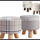 Skidproof Cheap Delicate Refined Colorful Small Cloth Stool Chair With 3 Carbonized Wood Legs for Living Room thumbnail-4