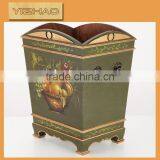 Painting Indoor Decorative Wooden Trash Can,Wooden Garbage Can thumbnail-5