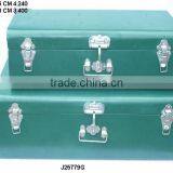 Iron Storage Trunks Set of Twp Pcs Without Patterns in Green Powder Coating thumbnail-1