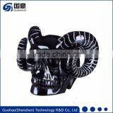 Halloween Props Decorative Black Human Head Skull With Horn thumbnail-1