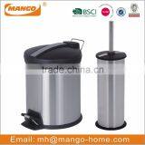 Stainless Steel Foot Pedal Trash Can and Toilet Brush Set thumbnail-1