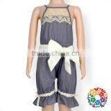 Fashion Baby Summer Smock Lace Flower Playsuit White Bowknot Long Baby Bodysuit Clothing thumbnail-1