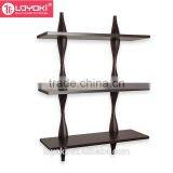 Three Level Shelving System With Decorative Ondulating Brackets Glossy MDF Wood Wall Shelf thumbnail-2