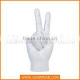 White Resin Hand Figurine Victory Posture for Home Decoration thumbnail-1