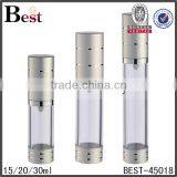 China Hot Products 15ml 20ml 30ml Silver UV Pump Clear Airless Bottle Pump Dispenser Food Grade for Cosmetic Lotion thumbnail-1