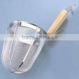 Stainless Round Bottom Udon Noodle Strainer With Wooden Handle Japanese Tebo thumbnail-1