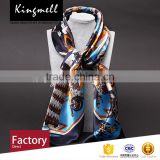 Custom fashion digital printing polyester satin lady scarf
